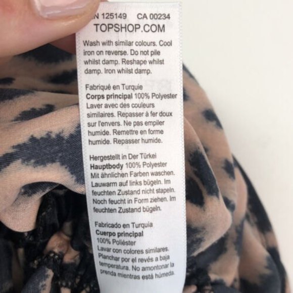 TOPSHOP Mini Slip Dress size 10 Brown Black Leopard Animal Print side cinch - Picture 10 of 10